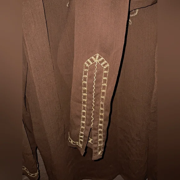 KORET WOMAN  BROWN SHEER with Goldtone Embroidery accents Sz 1X Woman - Picture 6 of 11